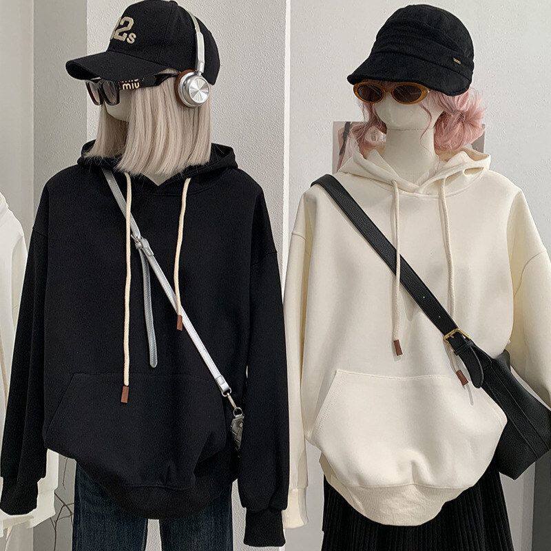 99纯色女装连帽长袖袋鼠设计感