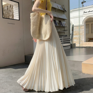 垂感百褶裙女黑色半身裙春夏季 飘逸大摆半裙a字雪纺长裙 2026新款