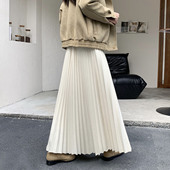 加厚毛呢百褶半身裙女2025秋冬梨形身材遮胯显瘦垂感a字大摆长裙