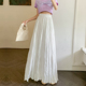 褶皱大摆长裙高腰a字半身裙女 新款 纯色拖地裙子女超长款 2025夏季