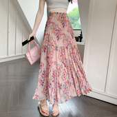 雪纺蛋糕长裙女半身裙夏季 2025新款 气质松紧高腰遮跨a字碎花裙子