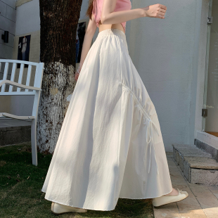 设计感蝴蝶结半身裙女2026春夏百搭显瘦a字裙伞裙宽松大摆长裙子