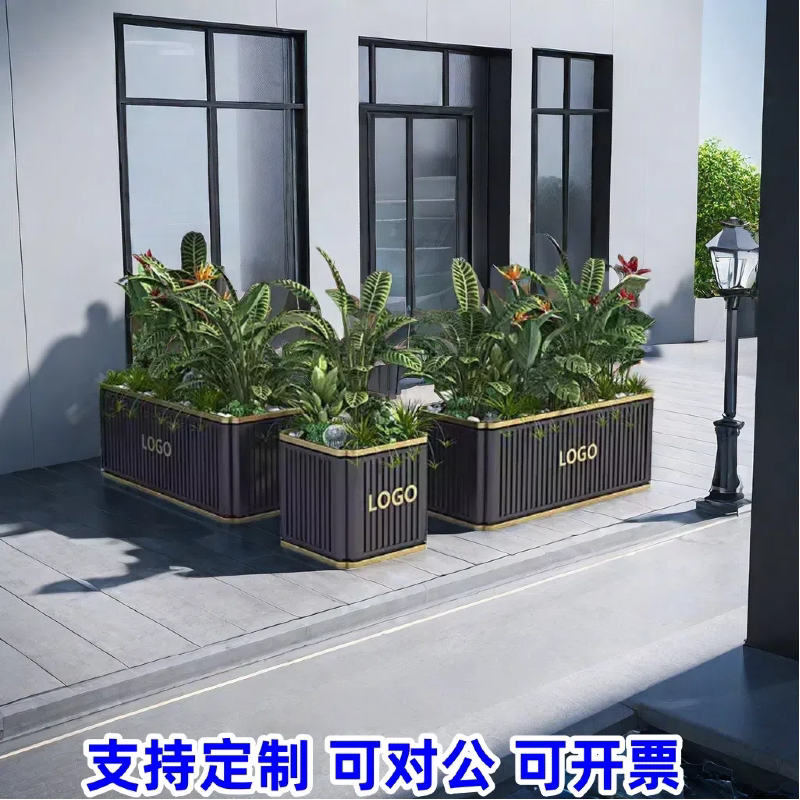 厂家直销街道花盆隔断发光花架商业街花坛庭院太阳能花箱景观花槽