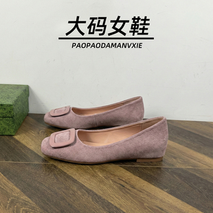 大码女鞋41到43宽脚胖单鞋2026新款内增高春秋法式复古显脚小绒面