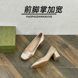 大码女鞋41到43前脚掌加宽缎面单鞋温柔晚晚风法式复古旗袍高跟鞋