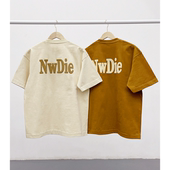 原创日系复古后背大印花字母男女款 T恤 厚实宽松纯棉潮牌简约短袖