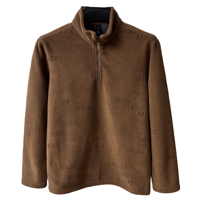 摇粒绒加绒加厚半拉链卫衣男