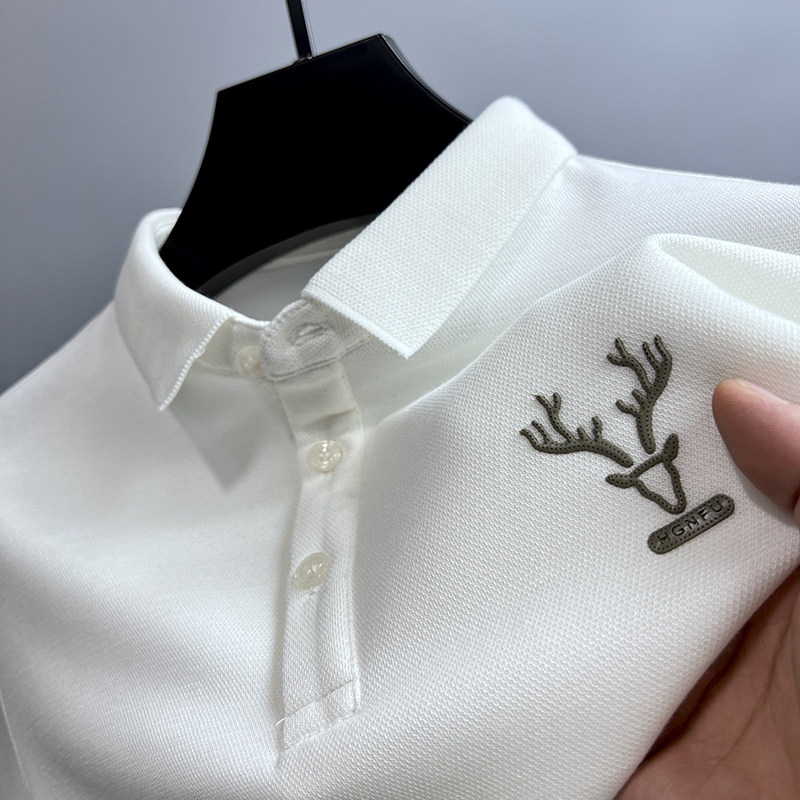 品牌鹿头长袖t恤男翻领潮牌春秋季修身男士polo衫保罗打底衫上衣