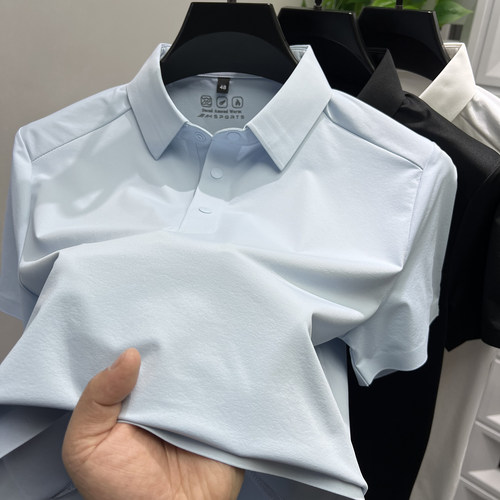 夏季男士冰丝短袖翻领POLO衫