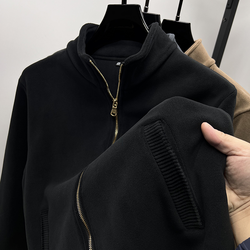 紫忆莲娜美式重磅立领开衫卫衣