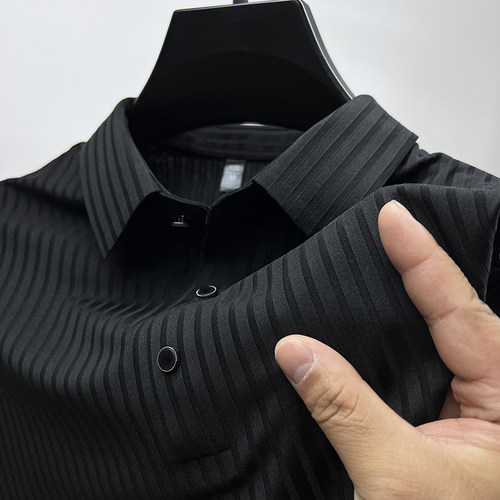 短袖抽条青年冰丝polo衫t恤男