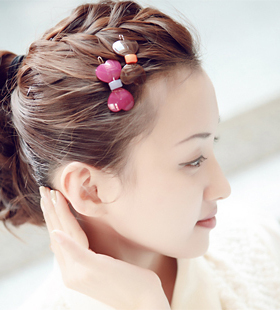 Angelrena韩国进口发饰 果冻色蝴蝶结 简约款白搭边夹 小夹子F2