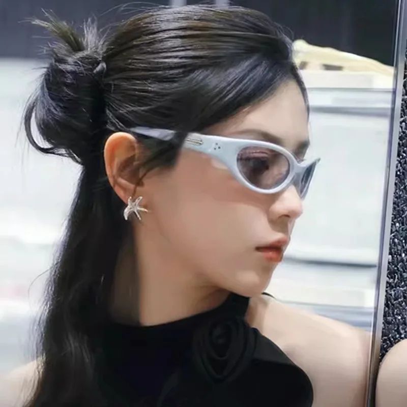 Korean Cycling Blue Sunglasses Women INS Street Shot Sunshad