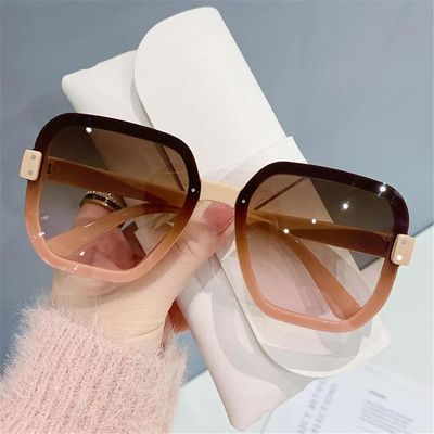 Classic Square Sunglasses Woman Gradient Mirror Frameless Ov