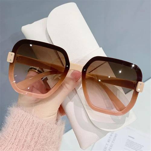 Classic Square Sunglasses Woman Gradient Mirror Frameless Ov