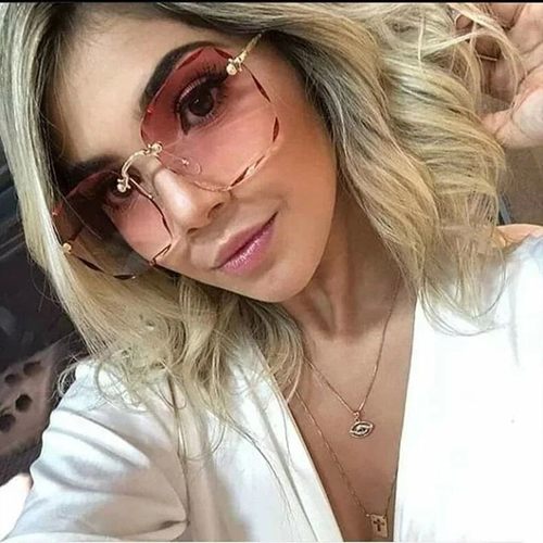 Square Sunglasses Woman Brand Designer Fashion Rimless Gradi