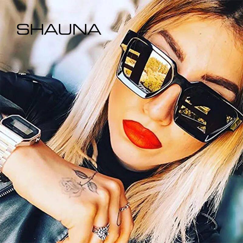 SHAUNA Ins Popular Women Square Sunglasses Retro Men Tinted