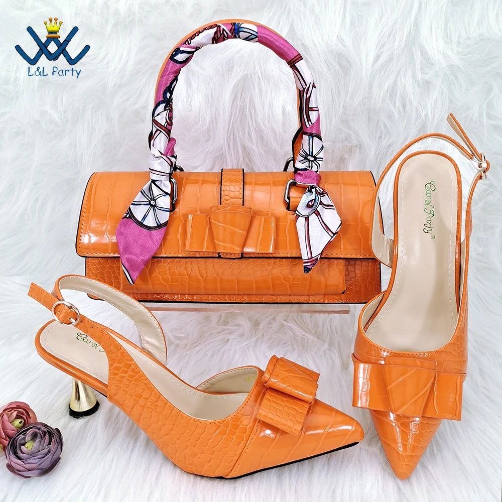 Fashion Design Italian Shoes and Bag Set Comfortable Heels w