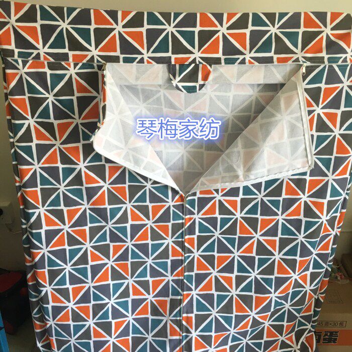 简约布艺防尘保护罩 衣柜套 鞋柜套 加厚帆布T形拉链罩子 定做