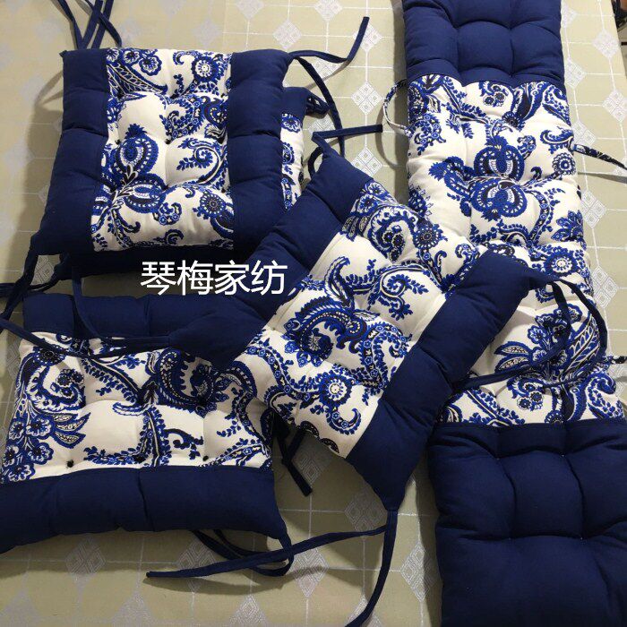 欧式风青花瓷拼接款长条茶庄坐垫