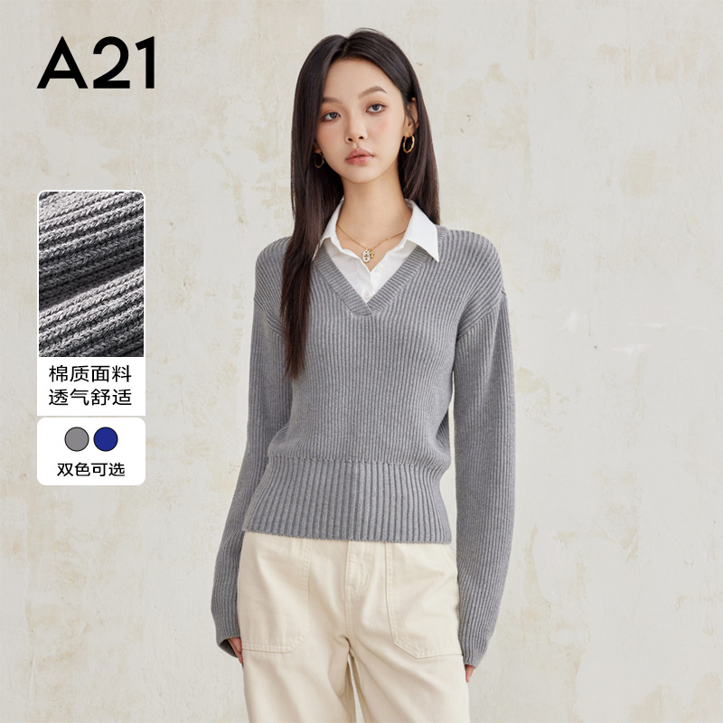A21女装合体针织衫套头毛衫