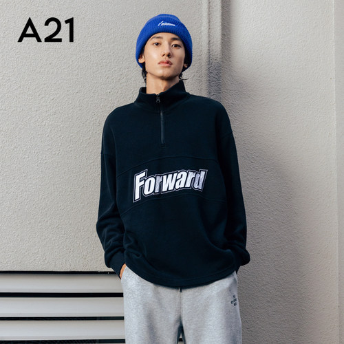 A21男装立领落肩卫衣衫