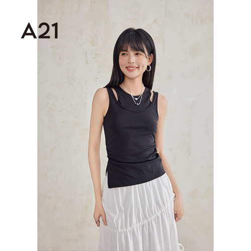 A21假两件马甲女士夏季修身显瘦
