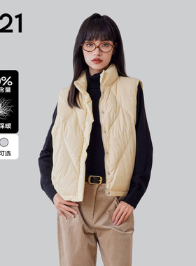 A21女装羽绒马甲秋冬宽松立领百搭梭织厚无袖开衫外套女休闲百搭