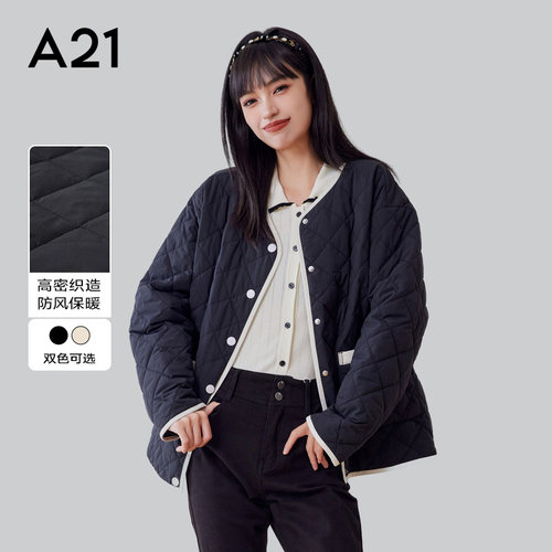 A21女装小香风薄短棉服