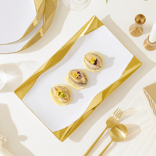 酒店陶瓷菜盘凉菜盘子中厨异形创意鱼盘长方形甜品蛋糕盘法餐餐具