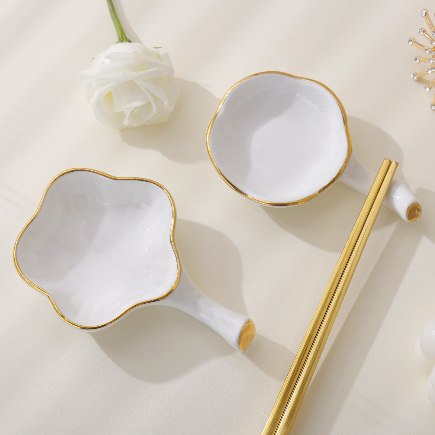 欧式金边餐具陶瓷筷子架两用筷架笔托汤勺托调味碟调料碟酒店用品