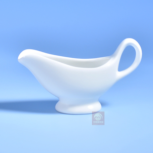 纯白陶瓷酱汁碟 带把番茄酱沙拉酱汁船 西餐牛排汁斗 汁盅 味汁杯