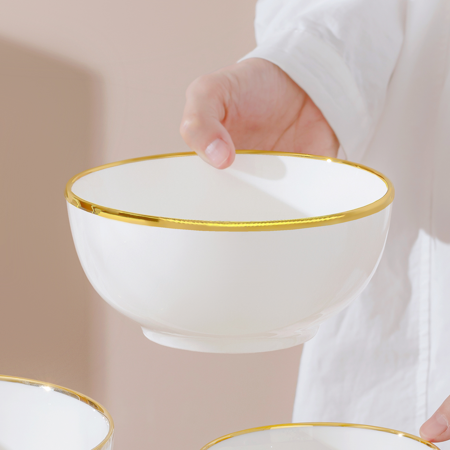 描金边米饭碗陶瓷碗拉面碗欧式