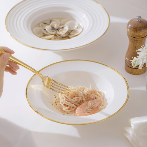陶瓷欧式风黑线餐具意面盘