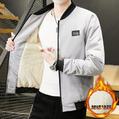立领夹克外套青年外穿休闲流行长袖 2024年秋冬季 加绒加厚男士 上衣