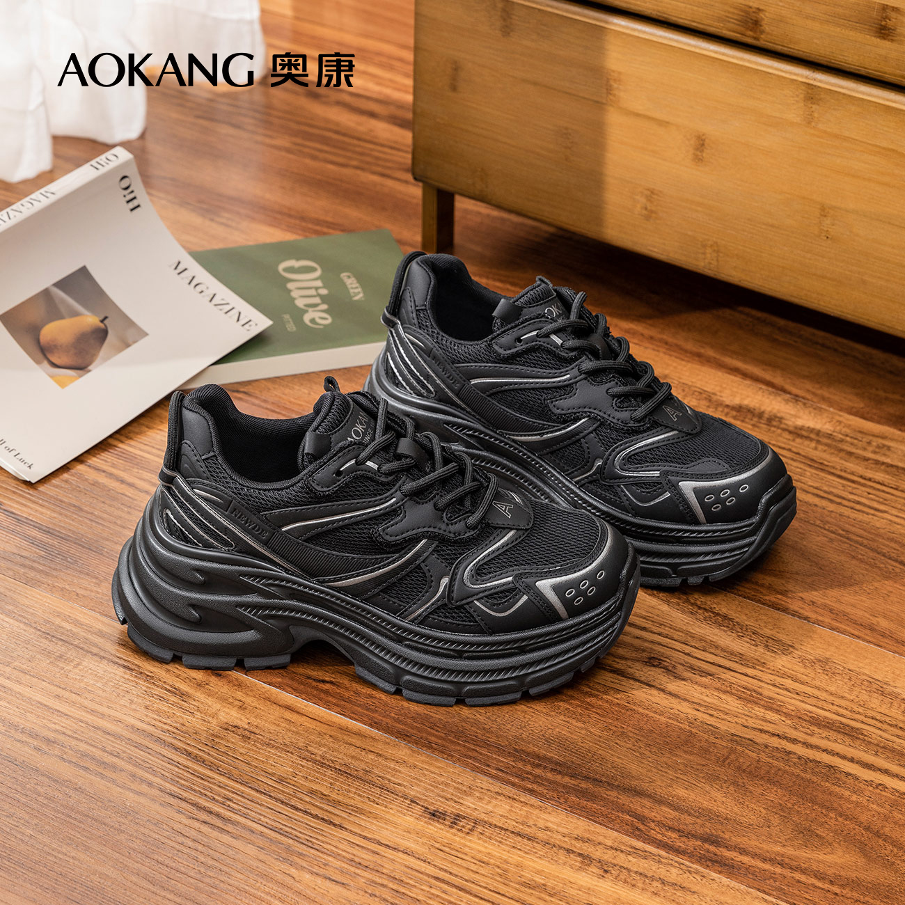 奥康女鞋潮流老爹鞋渐变鞋底