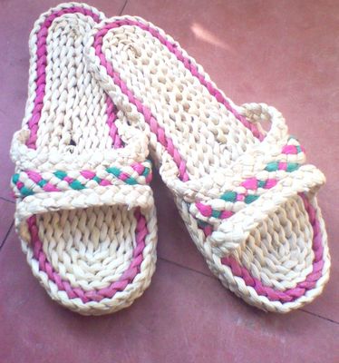 手工玉米皮草编养脚居家凉拖鞋