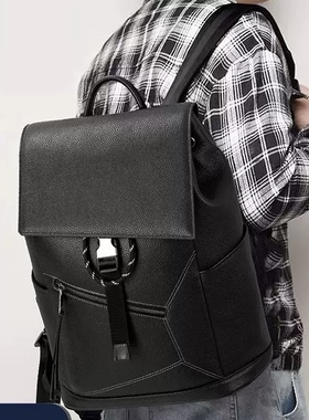 星晚晚【真皮背包】男士款个性设计高级质感牛皮双肩包出差旅行包