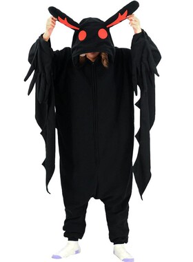 Mothman Kigurumi天蛾人卡通动物连体睡衣男女飞蛾万圣节角色扮演