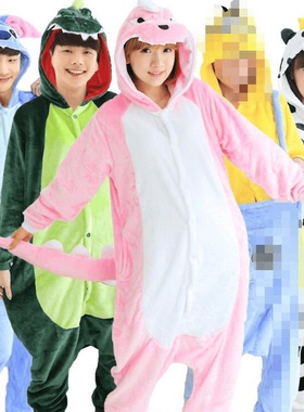 成人情侣连体睡衣法兰绒恐龙猫蜜蜂大象老虎史迪奇亲子演出onesie