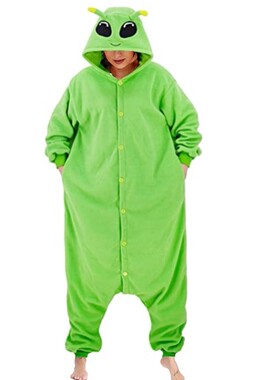 星球大战绿色外星人卡通连体睡衣男女动漫冬万圣节扮演服cosplay