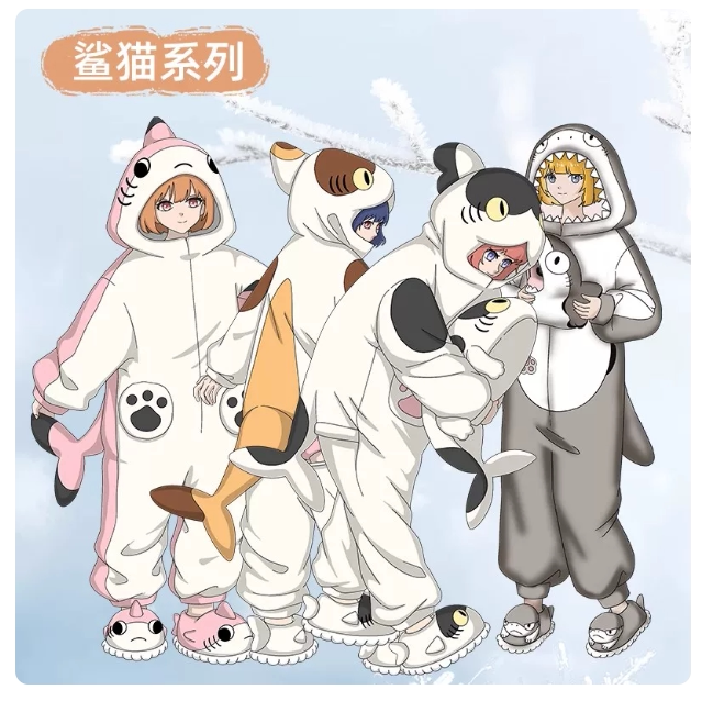 怪鲨猫动漫卡通连体睡衣男女