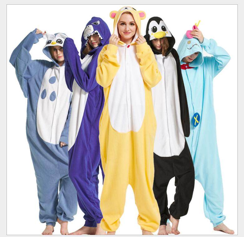 onesie外贸秋冬情侣装动物黑白熊海龟哈比猫卡通连体睡衣学生演出