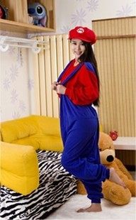 超级马里奥兄弟COSPLAY超级玛丽Mario路易基游戏角色卡通连体睡衣