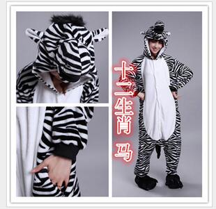 十二生肖马卡通连体睡衣onesie情侣法兰绒加厚家居服学生kigurumi