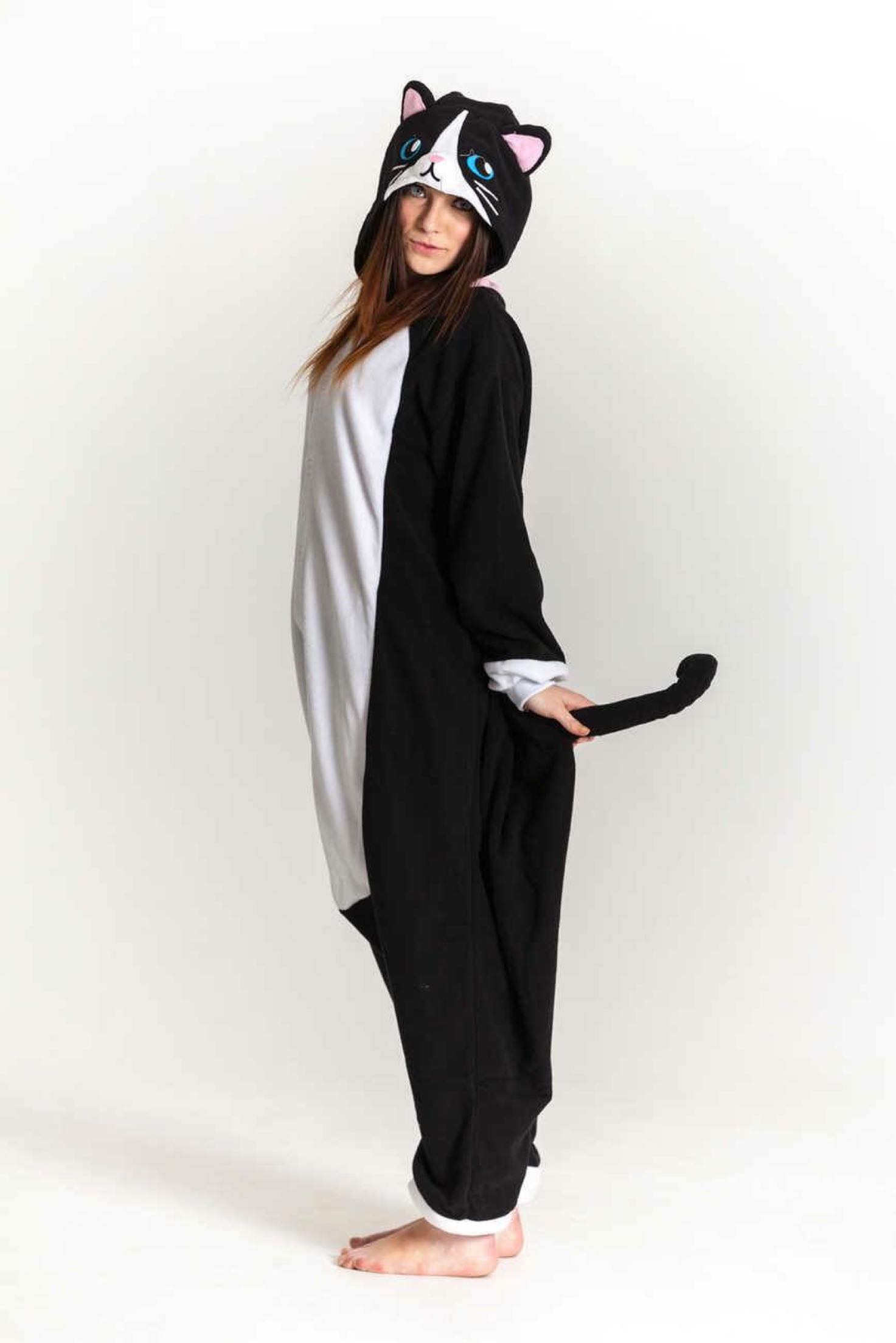 黑猫连体睡衣情侣家居服