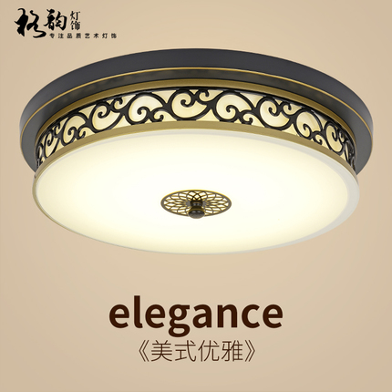 美式吸顶灯阳台玄关主卧室灯房间灯复古古铜客厅灯田园LED吸顶灯