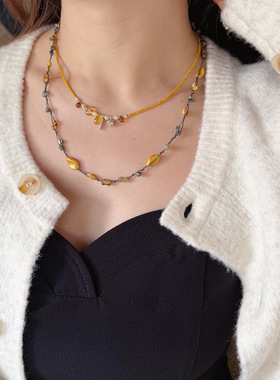 捷克珠项链串珠项链高级感复古小众设计感秋冬叠戴配饰女高颜值