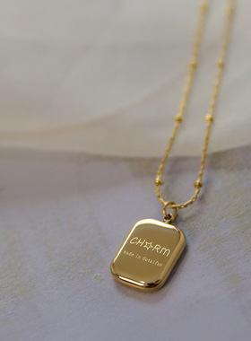 复古欧美个性方块字母项链钛钢