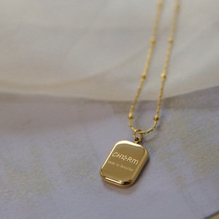 复古欧美风个性方块字母项链钛钢短款毛衣链女简约百搭锁骨链女